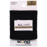 Scunci All Hair All Day Medium Hold Elastics, 18 Each