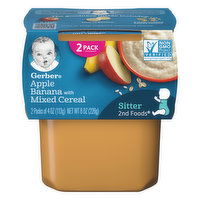 Gerber Apples & Banana, with Mixed Cereal, Sitter,  2nd Foods, 2 Pack, 2 Each