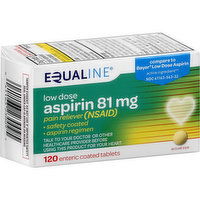 Equaline Aspirin, Low Dose, 81 mg, Enteric Coated Tablets, 120 Each