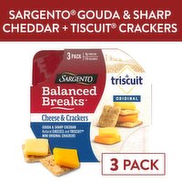 SARGENTO Balanced Breaks® Cheese & Crackers, Gouda & Sharp Cheddar Natural Cheeses and TRISCUIT® Mini Original Crackers Snack Kit, 3-Pack, 5.95 Ounce