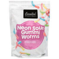 Essential Everyday Candy, Neon Sour, Gummi Worms, 32 Ounce