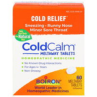 Boiron ColdCalm Cold Relief, Homeopathic, Unflavored, Meltaway Tablets, 60 Each