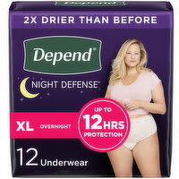 Depend Fresh Protection Incontinence Underwear for Women, Overnight, XL, Blush, 12 Each