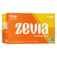 Zevia Soda, Zero Calorie, Orange, 6 Each