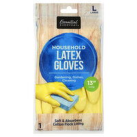 Essential Everyday Latex Gloves, Household, Large, 1 Each