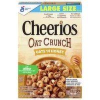 Cheerios Oat Crunch Cereal, Oats 'N Honey, Large Size, 18.2 Ounce