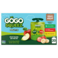GoGo Squeez On the Go Apple Apple/Apple Strawberry/Apple Banana Fruit Blend Variety Pack, 20 Each