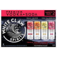 White Claw Spirits Vodka + Soda, Premium, Variety Pack 2, 8 Each