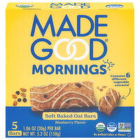 MadeGood Mornings Soft Baked Blueberry Flavor Oat Bars, 5 Each