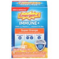 Emergen-C Fizzy Drink Mix, Immune+, 1000 mg, Super Orange, 10 Each