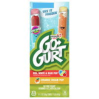 Go-Gurt Fat Free Orange Cream Pop/Red White & Blue Pop Yogurt, 8 Each