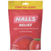 Halls Relief Cough Drops, Strawberry Flavor, Economy Pack, 80 Each