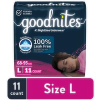 Goodnites Large (68-95 lb) Girls Underwear, 11 Each