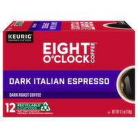 Eight O'Clock Coffee Coffee, Dark Italian Espresso, Dark Roast, K-Cup Pods, 12 Each