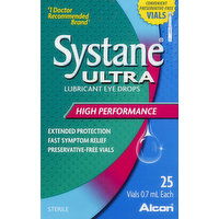 Systane Ultra Eye Drops, Lubricant, High Performance, Vials, 25 Each