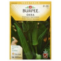 Burpee Seeds, Okra, Clemson Spineless, 5 Gram