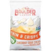 Boulder Potato Chips, Cheddar Sour Cream, Thin & Crispy, 6 Ounce