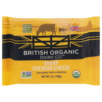 British Organic Dairy Co. Cheese, Organic, Sharp, Cheddar, 7 Ounce