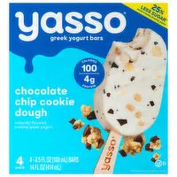 Yasso Yogurt Bars, Greek, Frozen, Chocolate Chip Cookie Dough, 4 Each