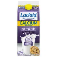 Lactaid Milk, Calcium Enriched, Fat Free, Lactose Free, 0.5 Gallon