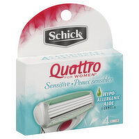 Schick Quattro for Women Cartridges, Sensitive, Hypo-Allergenic Aloe Formula, 4 Each