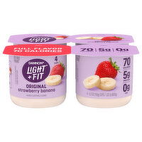 Dannon Light + Fit Yogurt, Fat Free, Original, Strawberry Banana, 4 Each