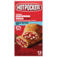 Hot Pockets Sandwiches, Premium, Garlic Buttery Crust, Pepperoni Pizza, 12 Pack, 12 Each