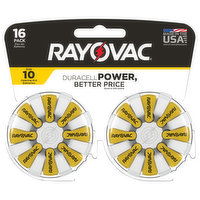 Rayovac Hearing Aid Batteries, Size 10, 16 Pack, 16 Each