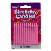 Culpitt Pink Glitter Candles, 12 Count, 1 Each