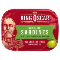 King Oscar Sardines, in Extra Virgin Olive Oil, Wild Caught, 3.75 Ounce