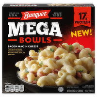 Banquet Mega Bowls Mega Bowls Bacon Mac n' Cheese, Frozen, 13 Ounce