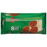 Las Campanas Burritos, Beef & Bean Green Chili, 8 Each