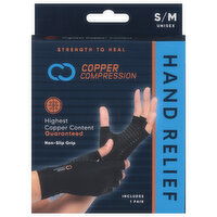 Copper Compression Hand Relief Gloves, Unisex, S/M, 1 Each