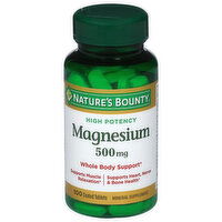 Nature's Bounty Magnesium, High Potency, 500 mg, Coated Tablets, 100 Each