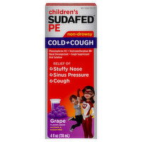 Sudafed PE Cold+Cough, Grape Flavor Liquid, Non-Drowsy, 4 Fluid ounce