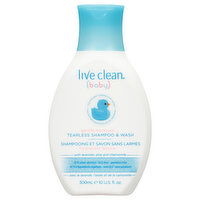 Live Clean Shampoo & Wash, Tearless, Gentle Moisture, Baby, 10 Fluid ounce