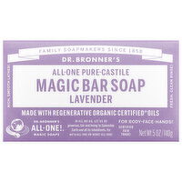 Dr. Bronner's Magic Bar Soap, Pure-Castile, All-One, Lavender, 5 Ounce