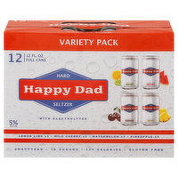 Happy Dad Hard Seltzer, with Electrolytes, Variety Pack, 12 Each