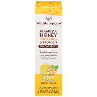 Wedderspoon Throat Spray, Manuka Honey, Lemon Ginger, 1 Fluid ounce