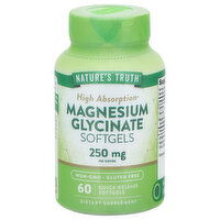 Nature's Truth Magnesium Glycinate, High Absorption, 250 mg, Softgels, 60 Each