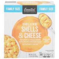 Essential Everyday Macaroni & Cheese Dinner, Shells & Cheese, Deluxe, Family Size, 24 Ounce