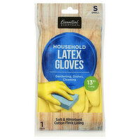 Essential Everyday Latex Gloves, Household, Small, 1 Each