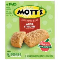 Mott's Bars, Apple Streusel, Soft Baked, 6 Each