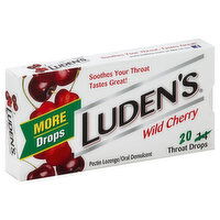 Ludens Throat Drops, Pectin Lozenge/Oral Demulcent, Wild Cherry, 20 Each