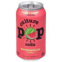 Culture Pop Probiotic Soda, Watermelon & Lime, Fizzy & Gutsy, 12 Fluid ounce