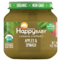 Happy Baby Organics Apples & Spinach, Organics, Stage 2 (6+ Months), 4 Ounce