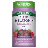 Nature's Truth Melatonin, Sleep, 5 mg, Gummies, Delicious Mixed Berry Flavor, 60 Each