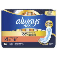 Always Maxi Maxi Overnight Pads without Wings, Size 4, 28 Each