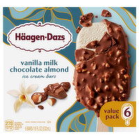 Haagen-Dazs Ice Cream Bars, Vanilla Milk Chocolate Almond, Value Pack, 6 Pack, 6 Each