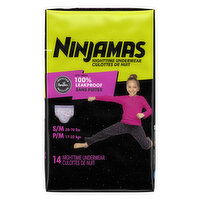 Ninjamas Nighttime Underwear Nighttime Bedwetting Underwear Girl Size S/M, 14 Each